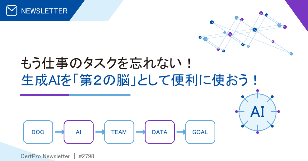 もう仕事のタスクを忘れない！ 生成AIを「第２の脳」として便利に使おう！